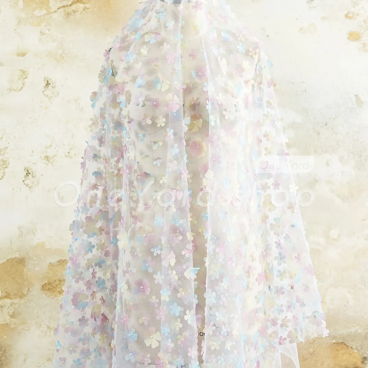 yellow pink and blue ombre 3d flower embroidery fabric yellow pink and blue ombre 3d flower embroidery fabric