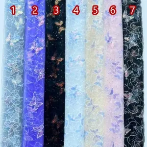 iridescent butterfly sequin soft mesh embroidery fabric