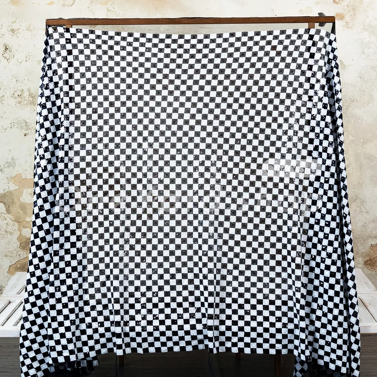 dramatic contrast black and white checked sequin fabric dramatic contrast black and white checked sequin fabric