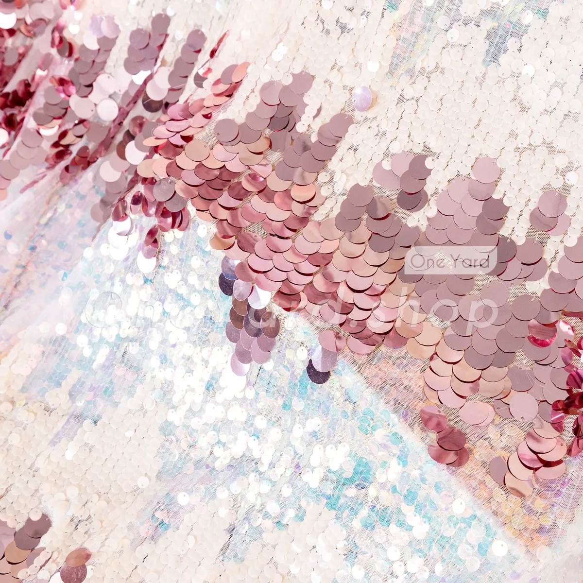 rose pink matte peach and iridescent sequin fabric rose pink matte peach and iridescent sequin fabric