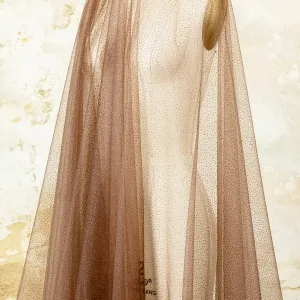 Coffee Brown Metallic Glitter Soft Tulle Mesh Fabric