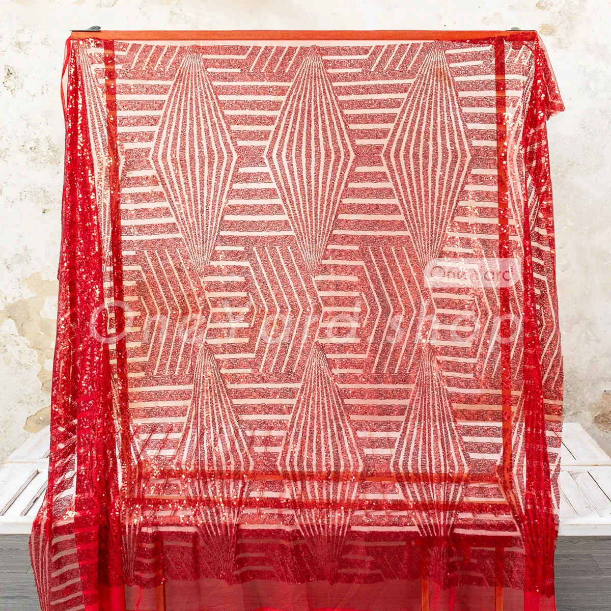 eye catching red geometric stripe pattern sequin fabric eye catching red geometric stripe pattern sequin fabric