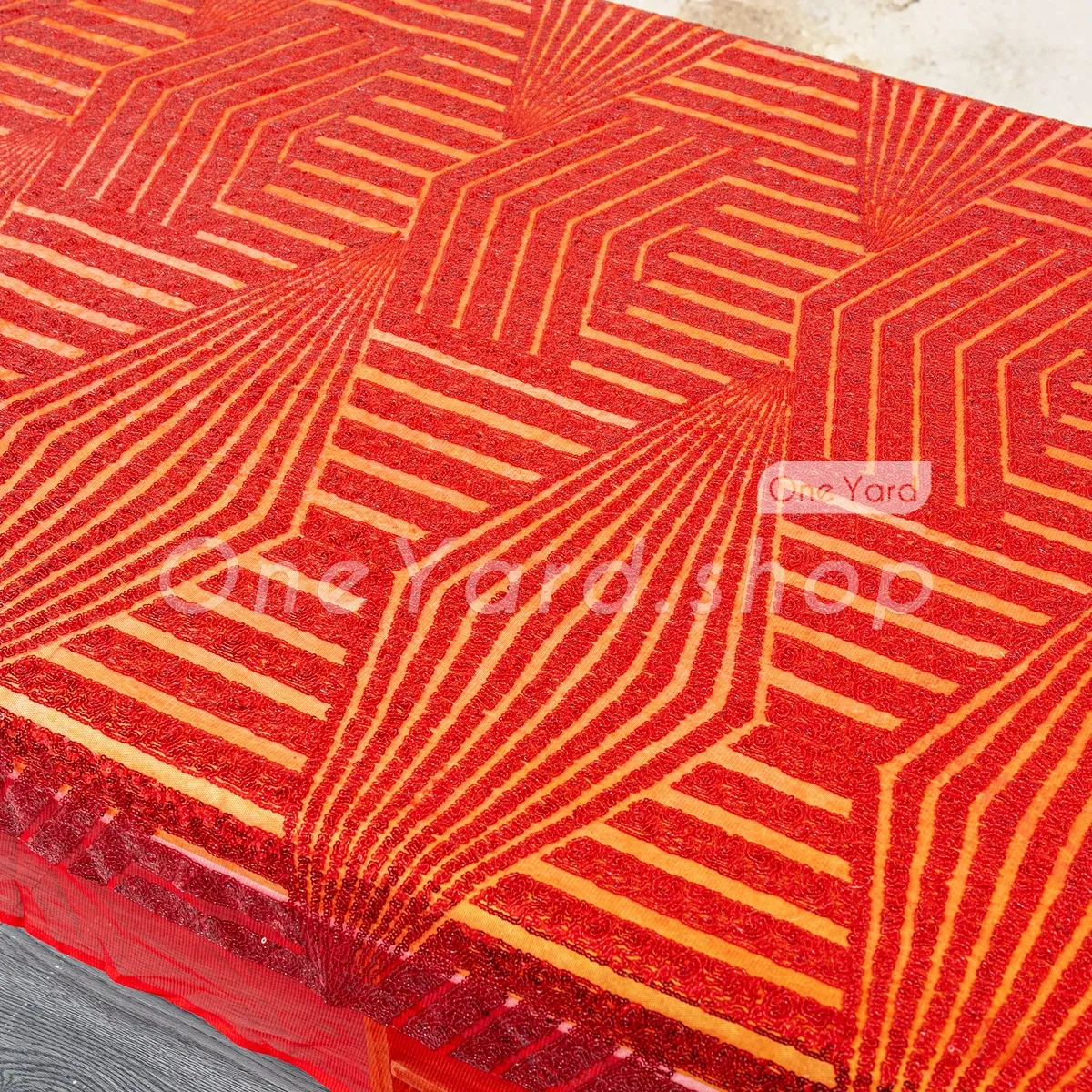 glamorous red sequin mesh fabric with diamond patterns glamorous red sequin mesh fabric with diamond patterns