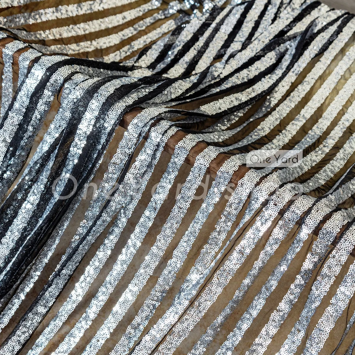 silver stripe sequin black mesh fabric silver stripe sequin black mesh fabric