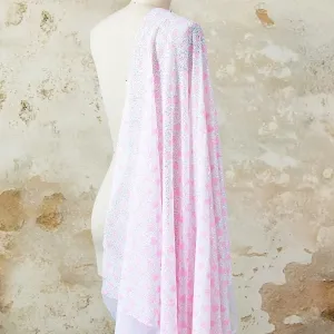 sweet pink heart and white background sequin fabric