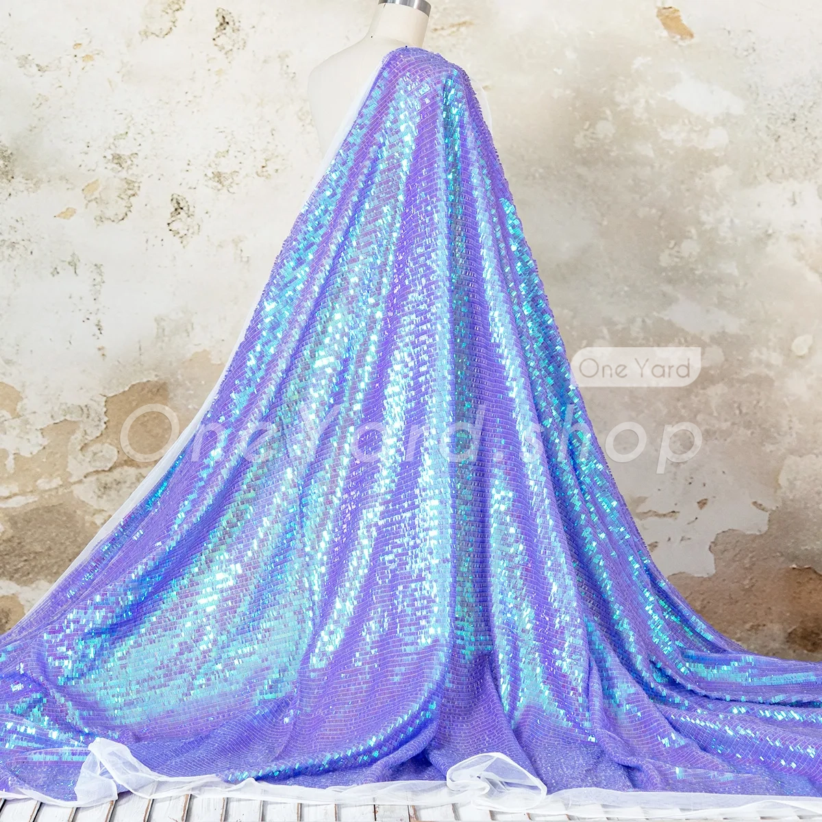 iridescent lavender 3x9mm rectangle sequin mesh fabric iridescent lavender 3x9mm rectangle sequin mesh fabric
