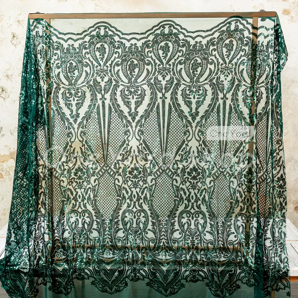 vintage glamour dark green sequin embroidered mesh fabric vintage glamour dark green sequin embroidered mesh fabric