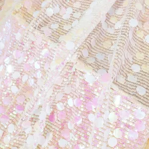 iridescent pink 5 and 18mm dual size sequin mesh fabric