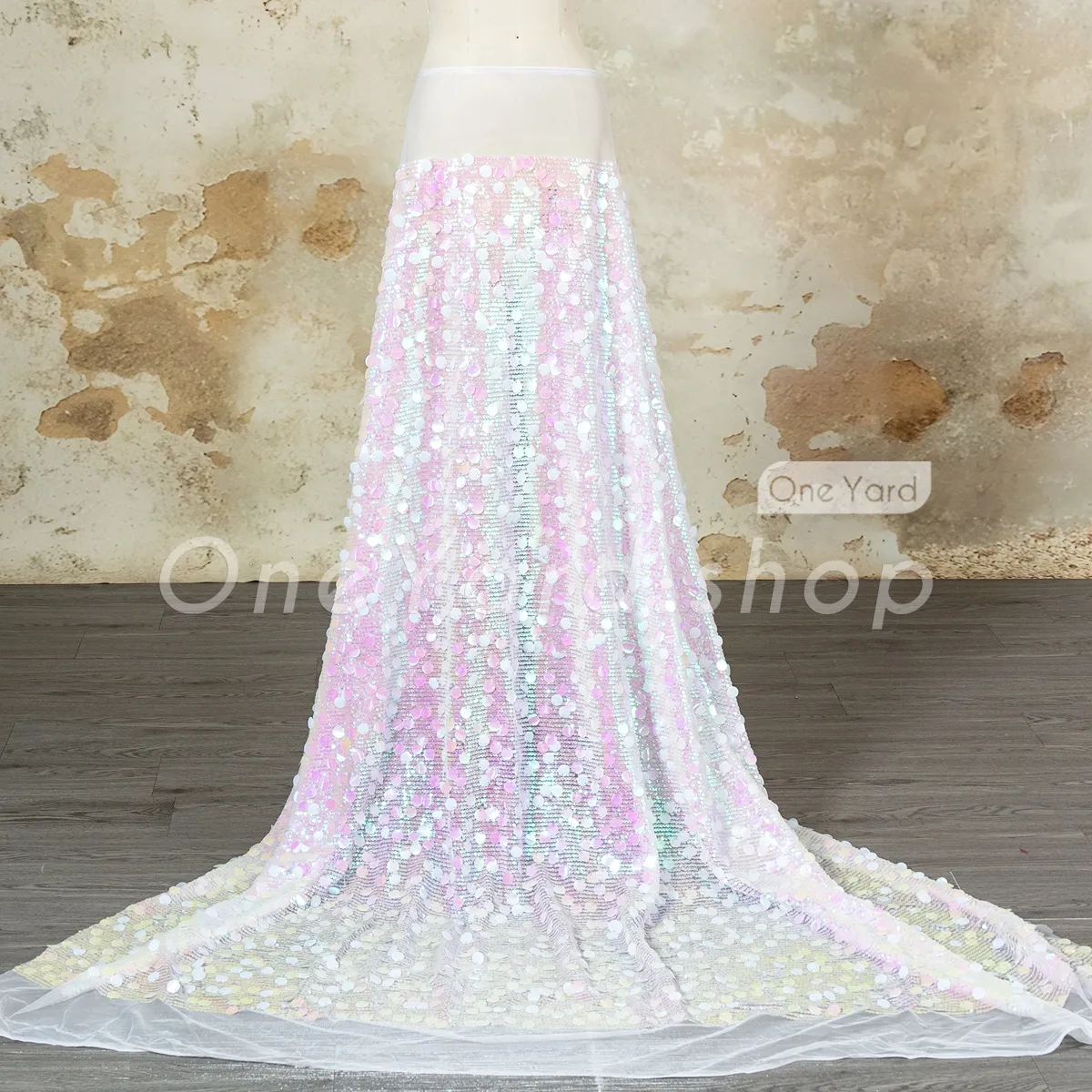 iridescent pink dual size sequin fabric for creating prom gowns iridescent pink dual size sequin fabric for creating prom gowns