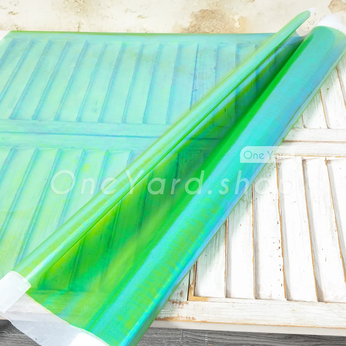 electric lime green iridescent foil coated lame fabric electric lime green iridescent foil coated lame fabric