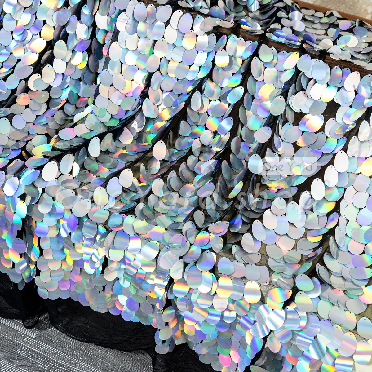 show stopping holographic silver oval sequin fabric show stopping holographic silver oval sequin fabric
