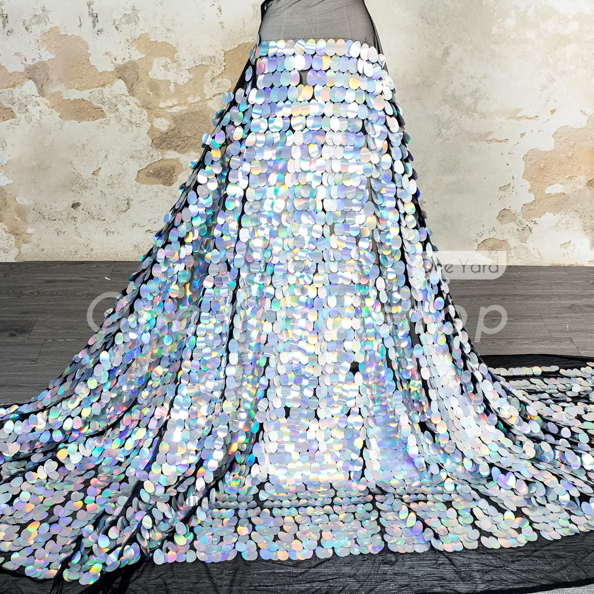 large 40mm oval paillette sequin fabric large 40mm oval paillette sequin fabric