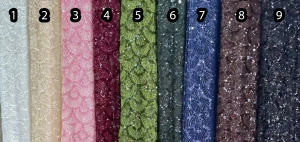 fan scalloped sequin mesh fabric color chart