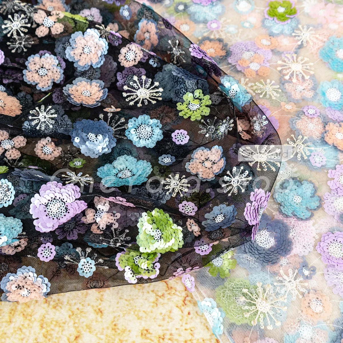 delicate thread embroidered multi color sequin floral fabric delicate thread embroidered multi color sequin floral fabric