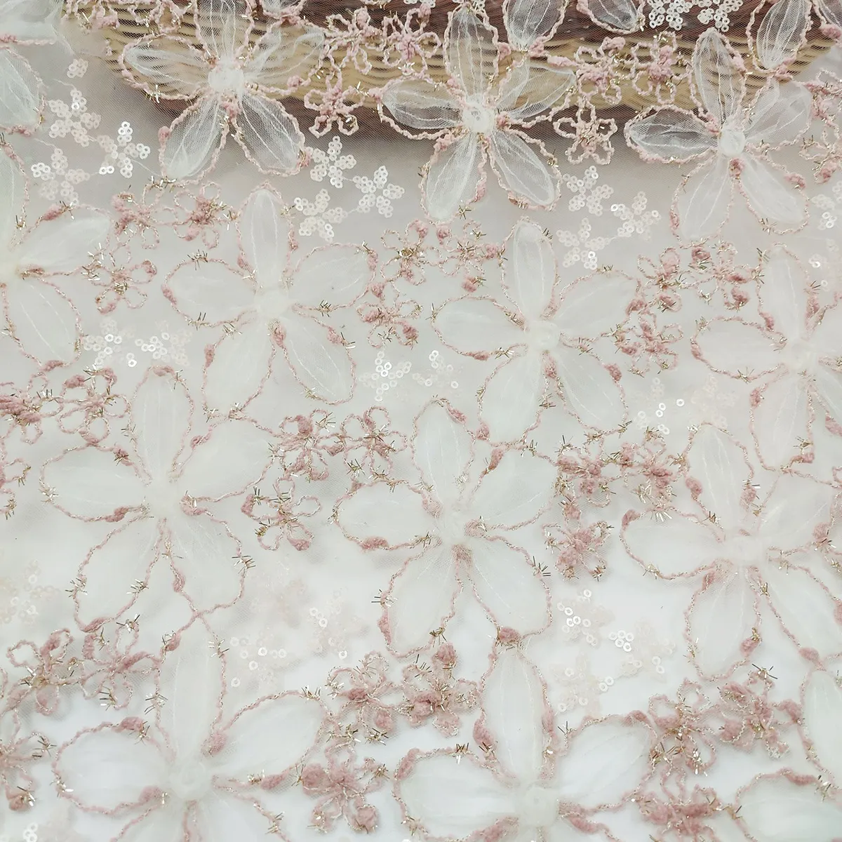 floral ribbon sequined embroidery fabric floral ribbon sequined embroidery fabric