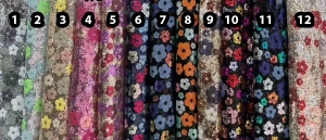 multi color floral blossom sequin fabric color chart