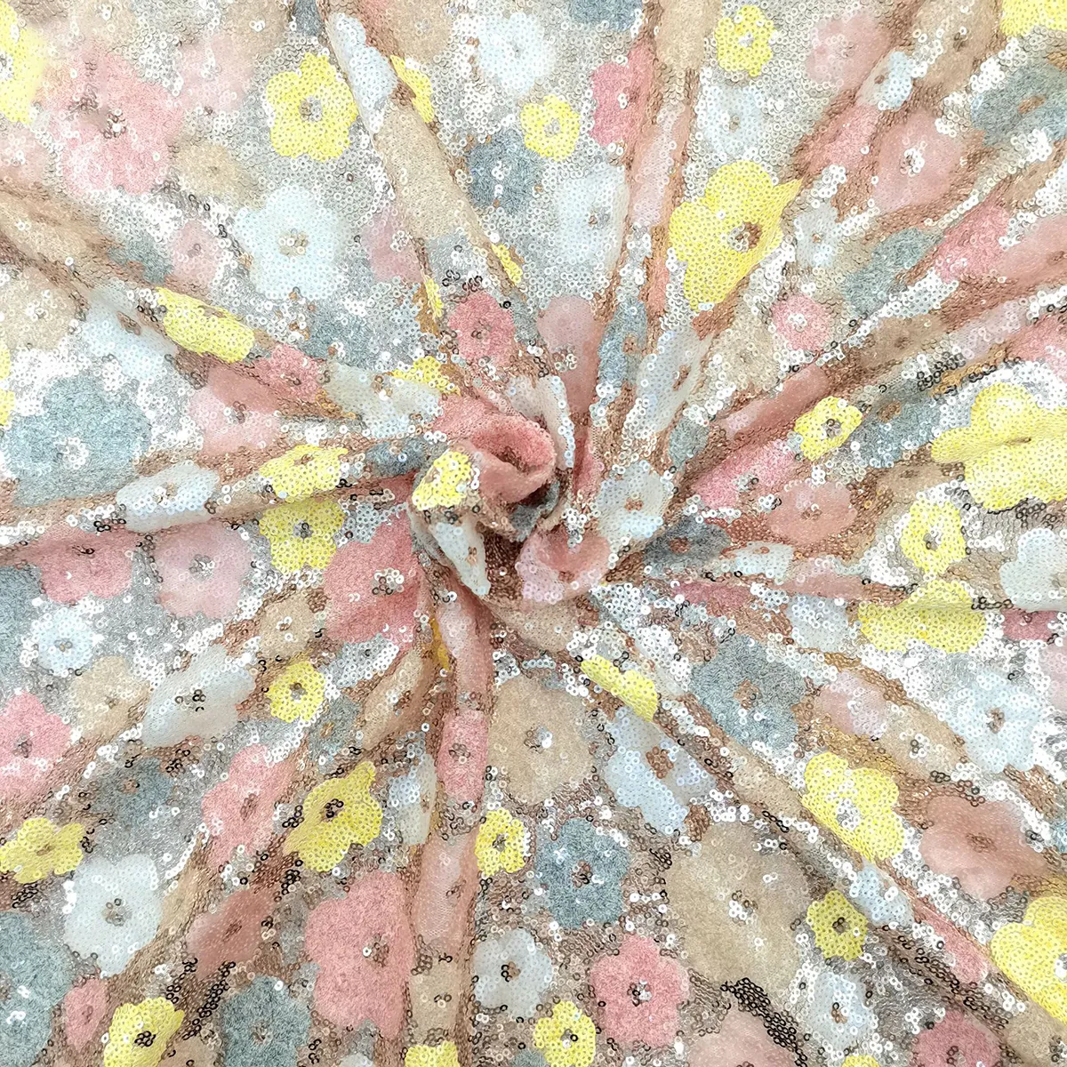 sweet floral blossom all over sequin mesh fabric sweet floral blossom all over sequin mesh fabric