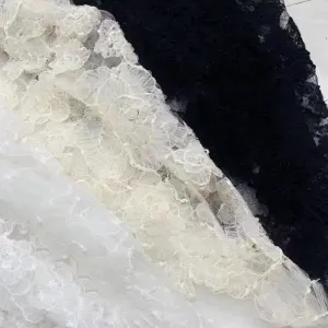 3d ruffled floral embroidered mesh camellia lace fabric