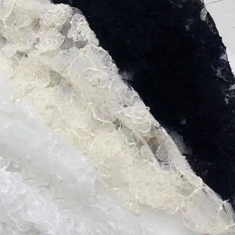 3d ruffled floral embroidered mesh camellia lace fabric 3d ruffled floral embroidered mesh camellia lace fabric
