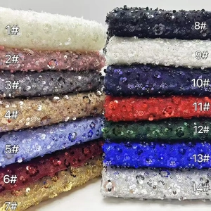 3d mini flower sequin beaded mesh fabric color chart