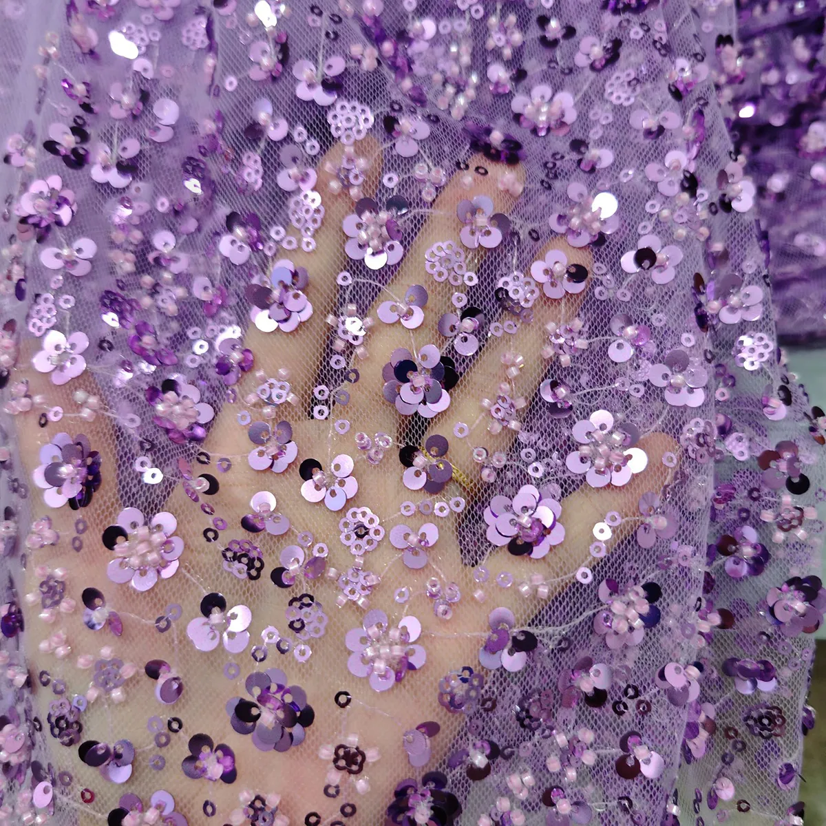 sparkling 3d mini flower sequin and beaded mesh fabric sparkling 3d mini flower sequin and beaded mesh fabric
