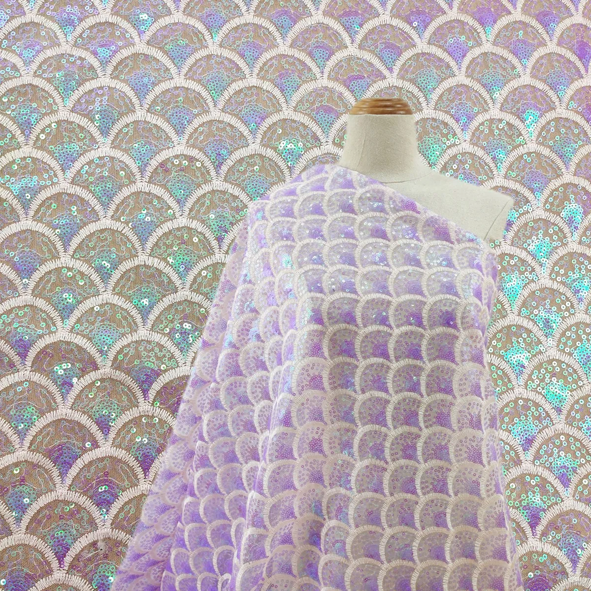 iridescent mermaid scale sequin scallop shell fabric iridescent mermaid scale sequin scallop shell fabric