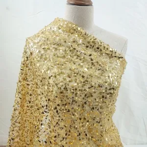 mixed shape sequin pearl sparkling beading mesh fabric