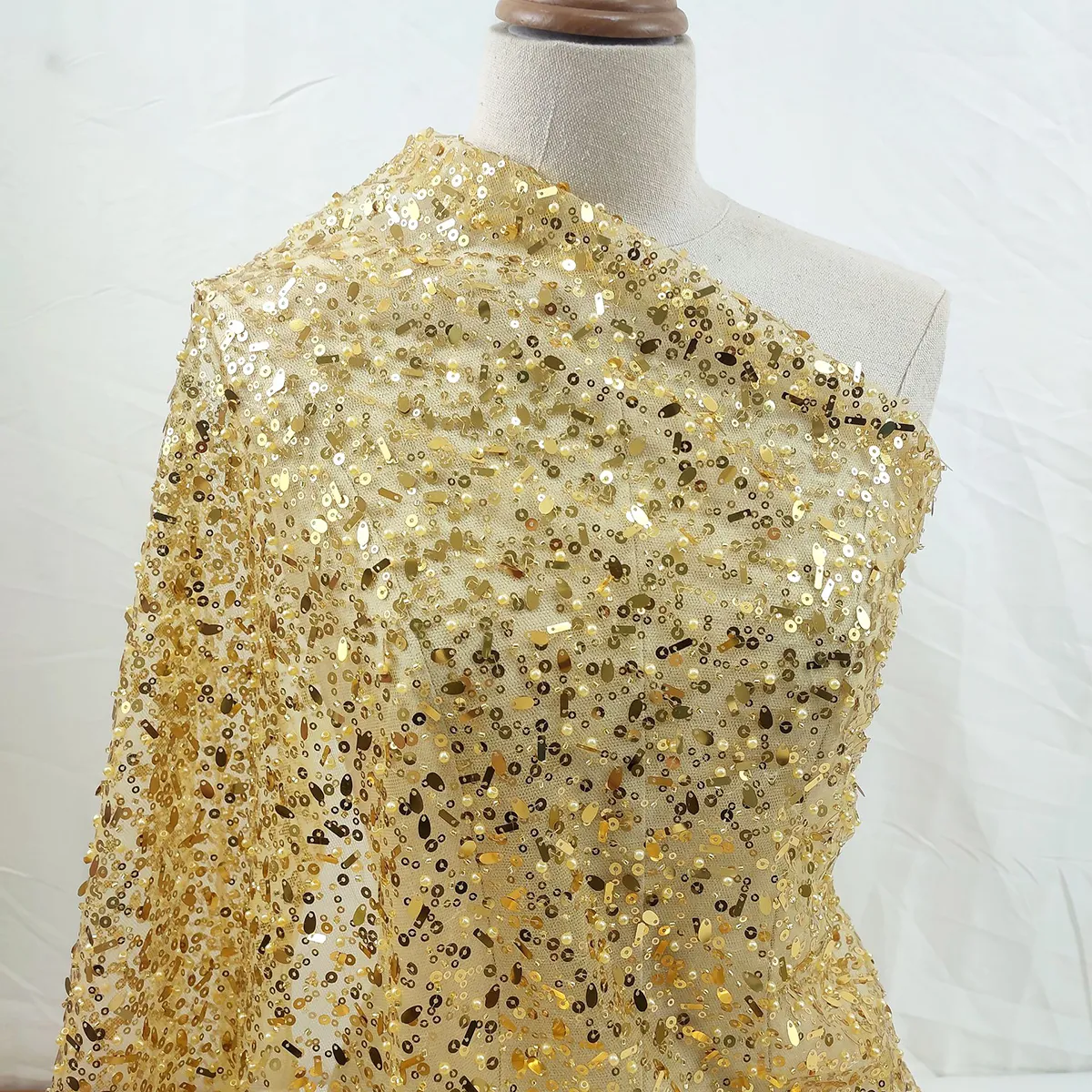 mixed shape sequin pearl sparkling beading mesh fabric mixed shape sequin pearl sparkling beading mesh fabric