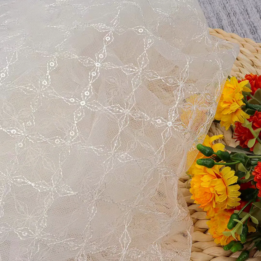 diamond lattice sequined mesh fabric diamond lattice sequined mesh fabric