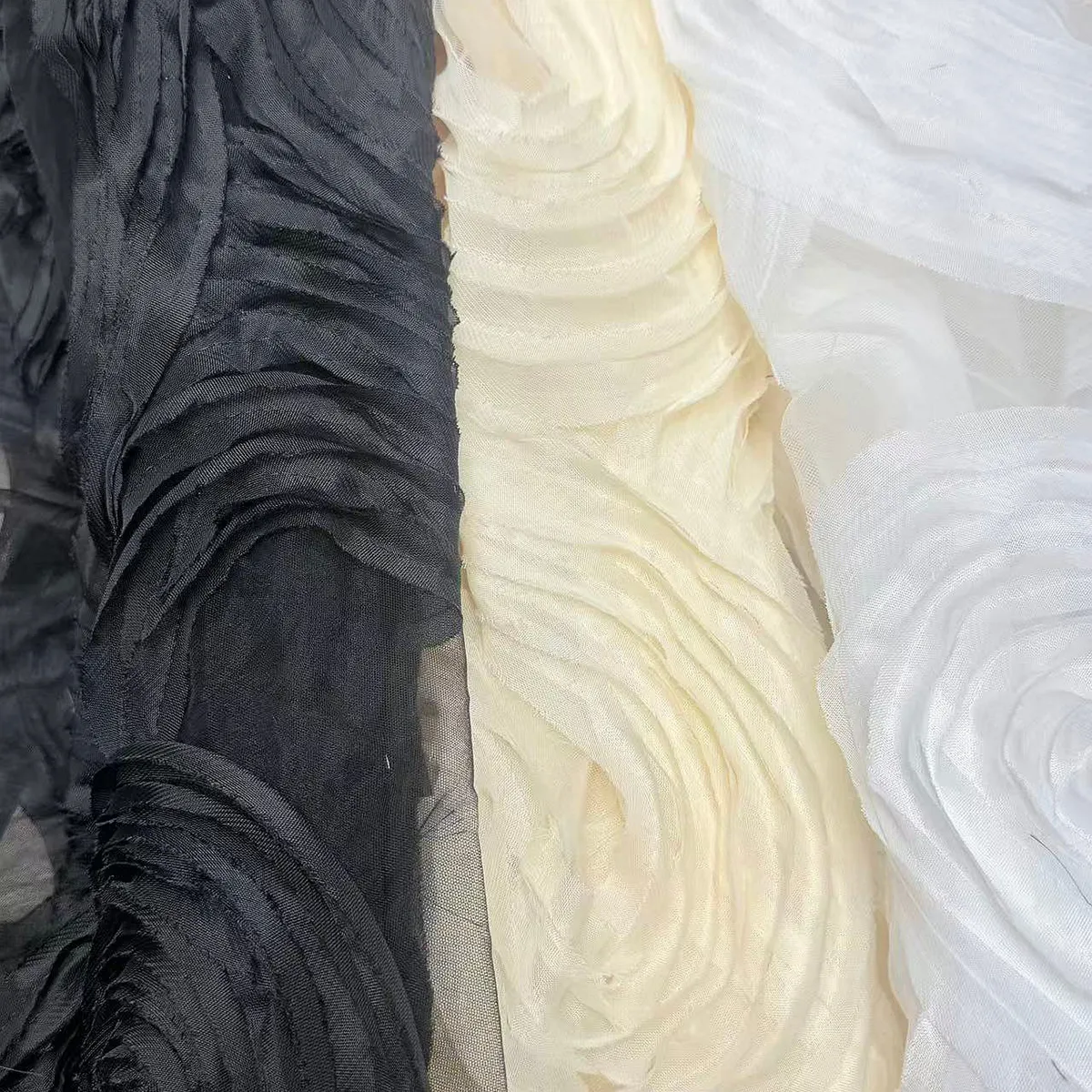 3D ribbon swirl wave embroidery mesh fabric 3D ribbon swirl wave embroidery mesh fabric