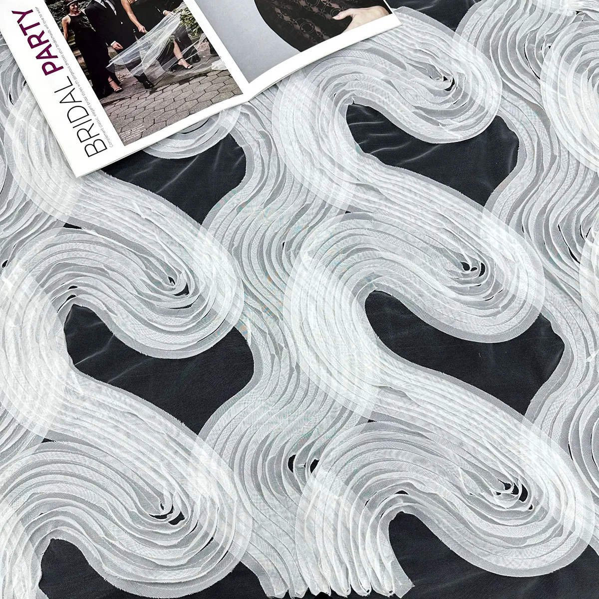 3d ribbon swirl wave embroidery fabric 3d ribbon swirl wave embroidery fabric