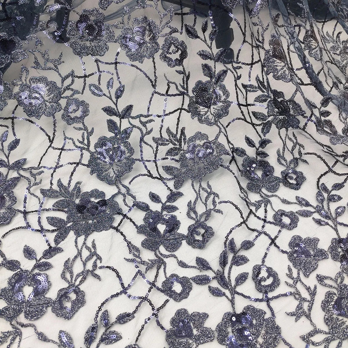 floral vine sequined embroidery fabric floral vine sequined embroidery fabric