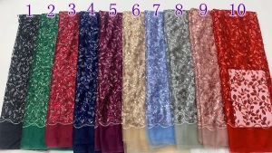 leaf sprig sequined embroidery fabric color chart