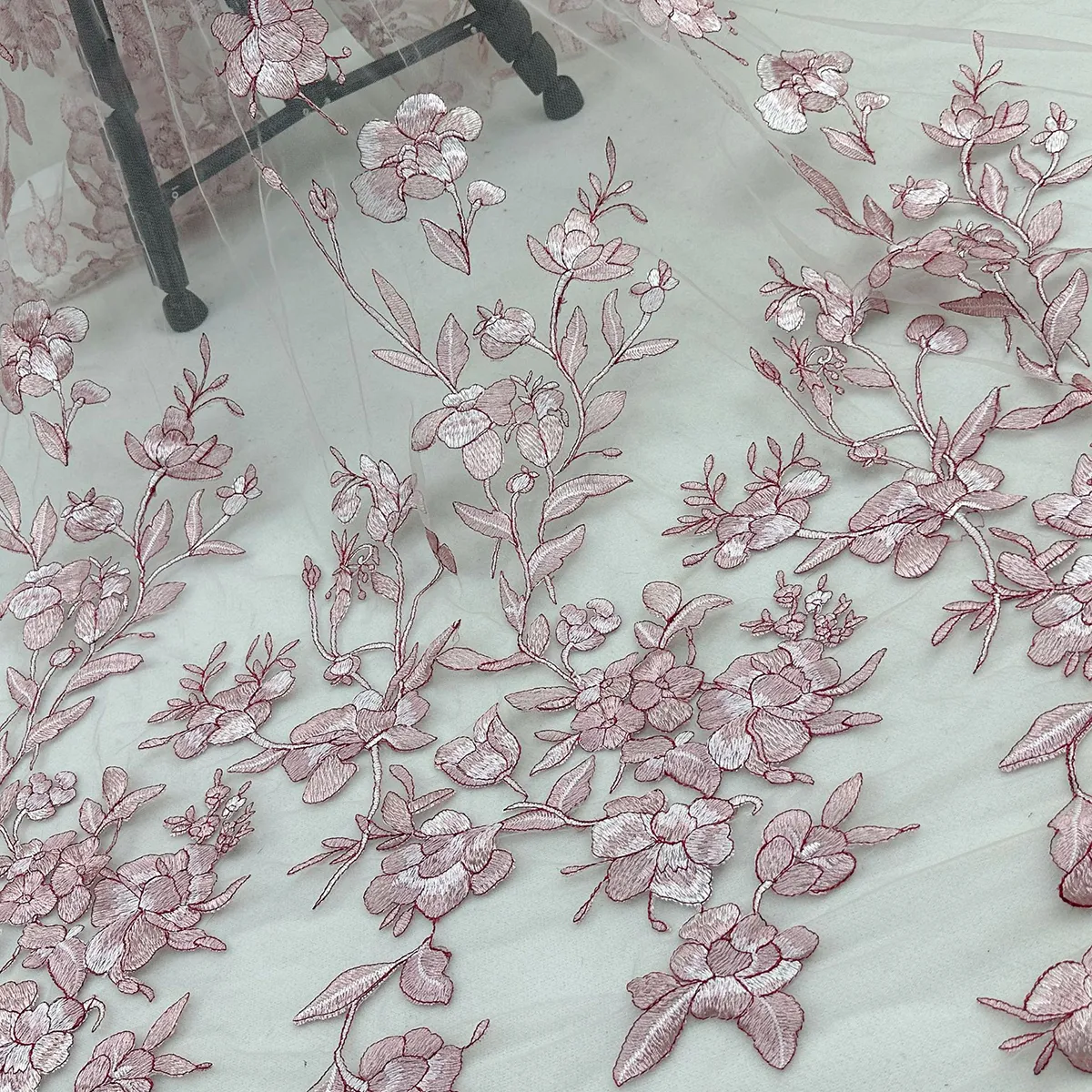 rose pink botanical floral embroidery fabric rose pink botanical floral embroidery fabric