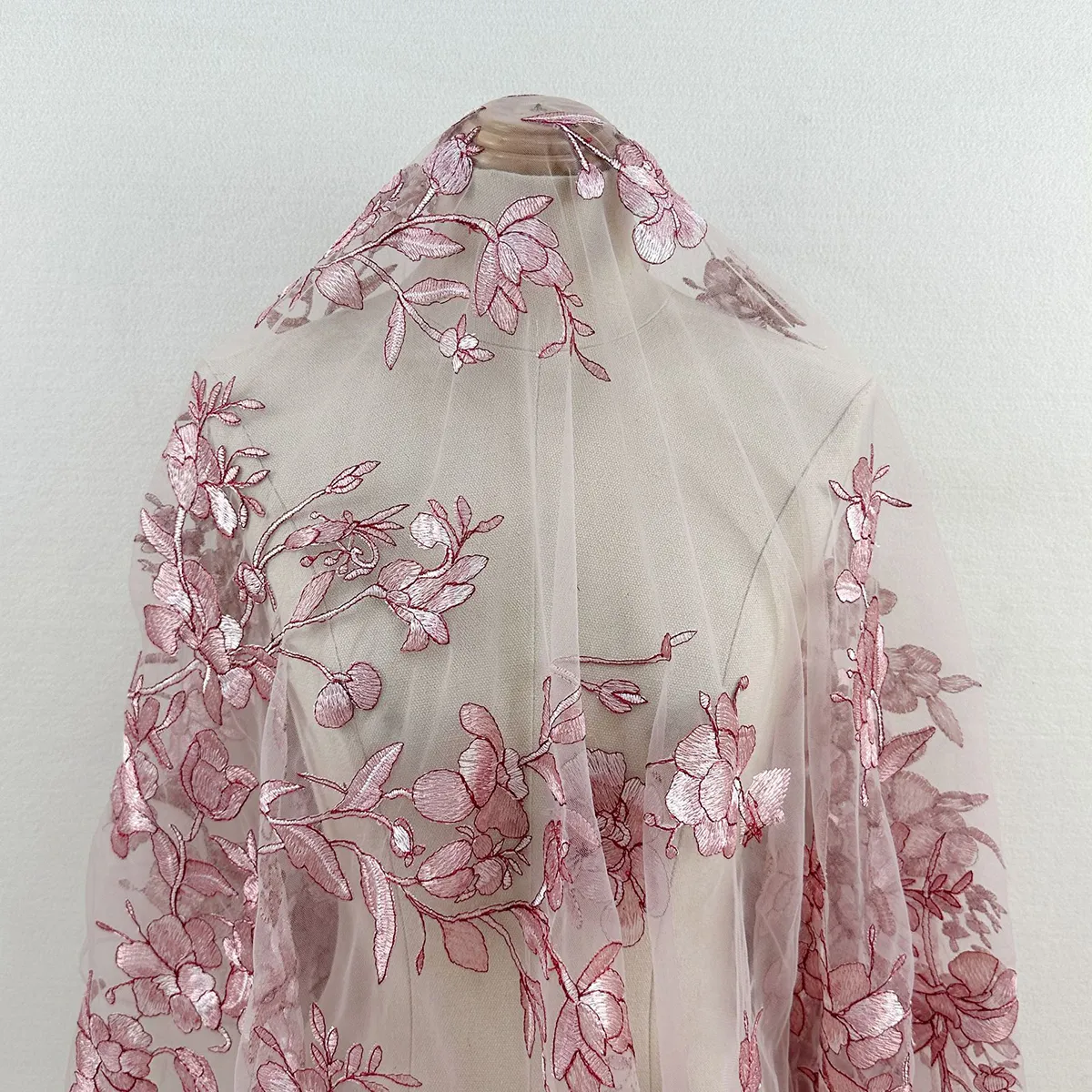 vintage rose pink botanical floral embroidery fabric vintage rose pink botanical floral embroidery fabric