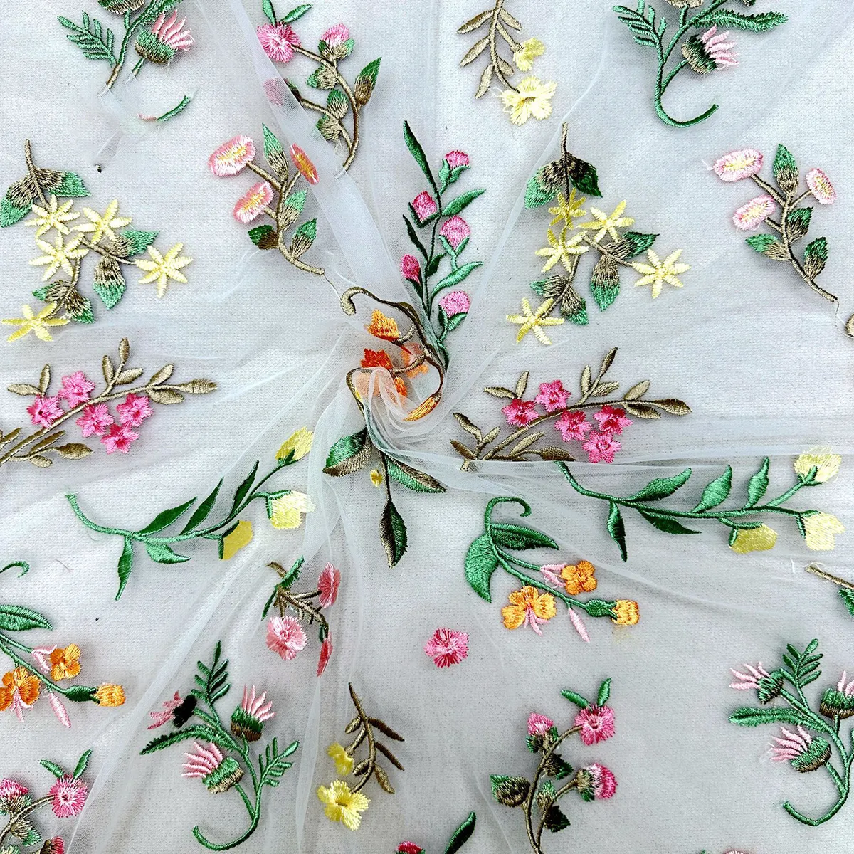 colorful meadow wildflower embroidered mesh fabric colorful meadow wildflower embroidered mesh fabric
