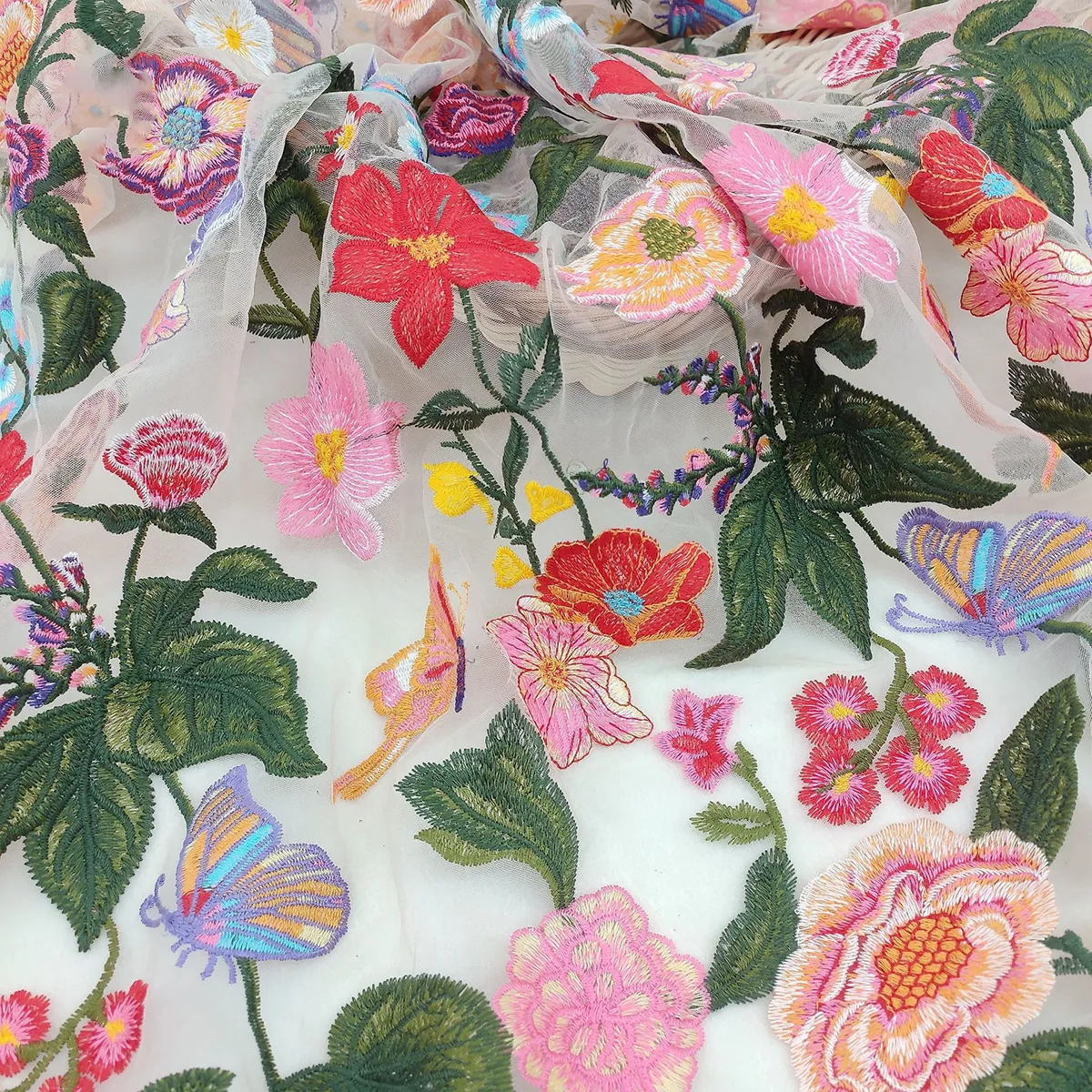 sensational floral and butterfly garden embroidery fabric sensational floral and butterfly garden embroidery fabric