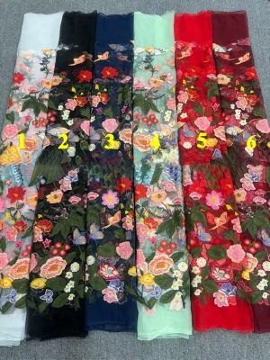 vivid floral garden embroidery fabric color chart