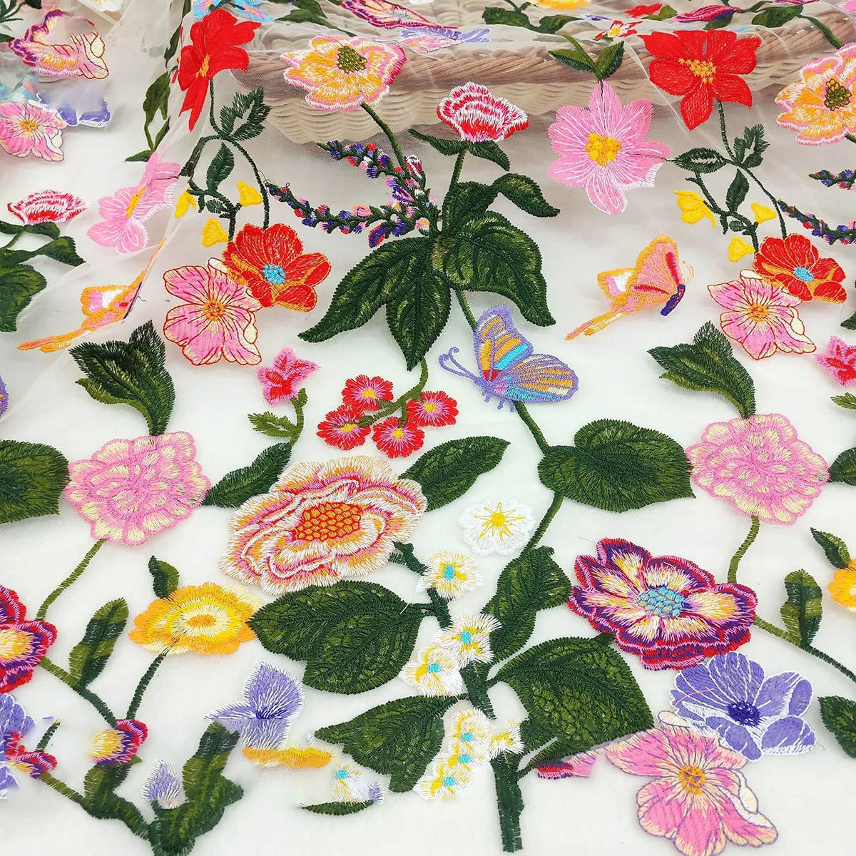 vivid floral garden embroidery fabric vivid floral garden embroidery fabric