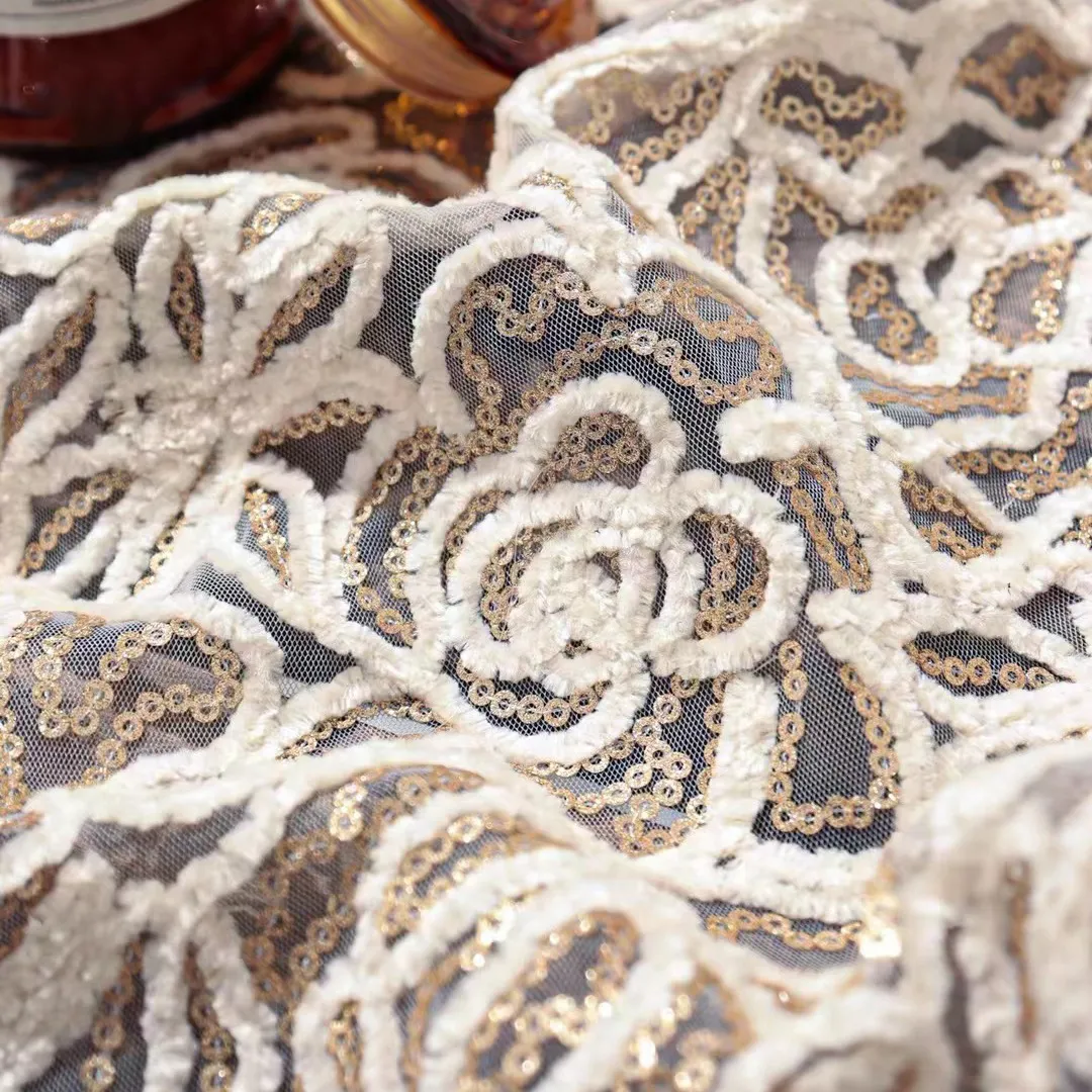 3d flocked rose floral sequined fabric 3d flocked rose floral sequined fabric
