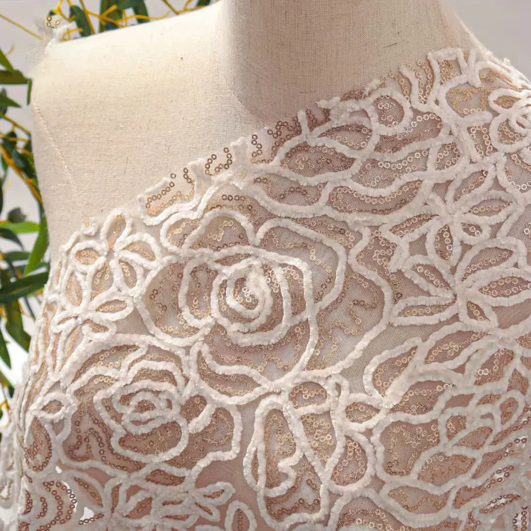 vintage 3d flocked rose floral sequined mesh fabric vintage 3d flocked rose floral sequined mesh fabric