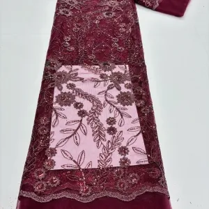 botanical floral vine sequined embroidery mesh fabric