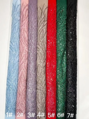 botanical leaf lattice sequin fabric color chart