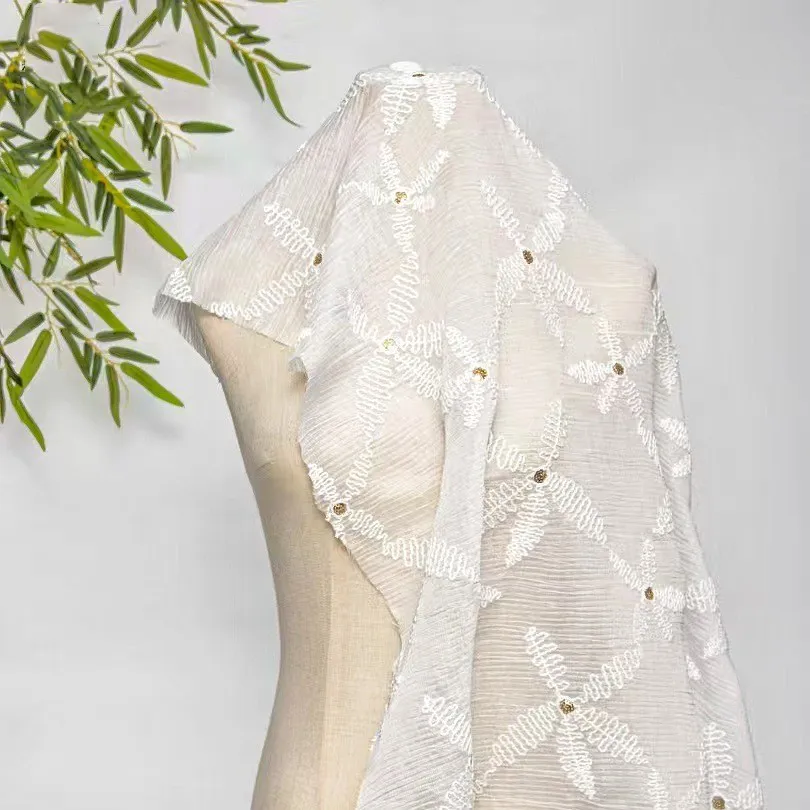 cotton thread embroidered sheer chiffon cotton thread embroidered sheer chiffon
