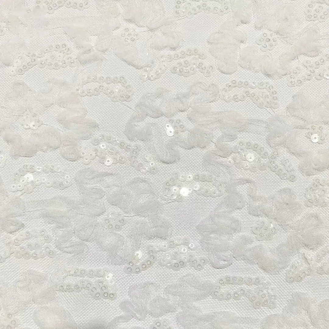 fluffy 3D plush petals with shimmering sequins mesh fabric fluffy 3D plush petals with shimmering sequins mesh fabric
