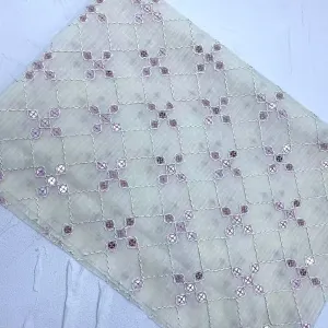 geometric diamond lattice sequinned embroidery mesh