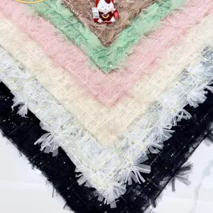 soft tulle 3d floral sequinned embroidery fabric