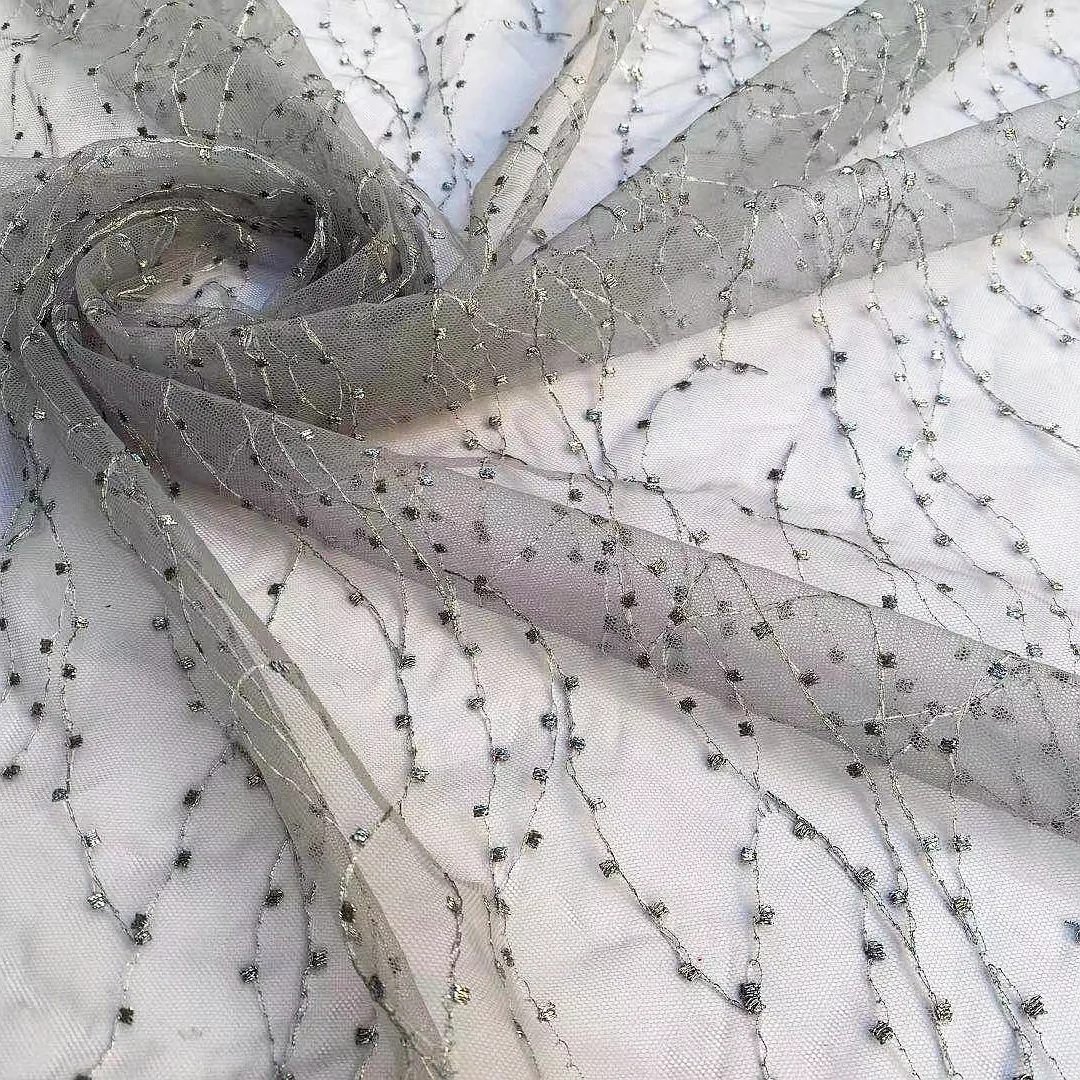 irregular wavy line embroidered soft tulle mesh fabric irregular wavy line embroidered soft tulle mesh fabric