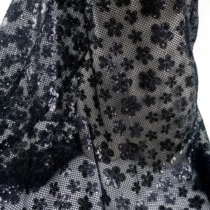 flower cluster sequin geometric fishnet mesh fabric