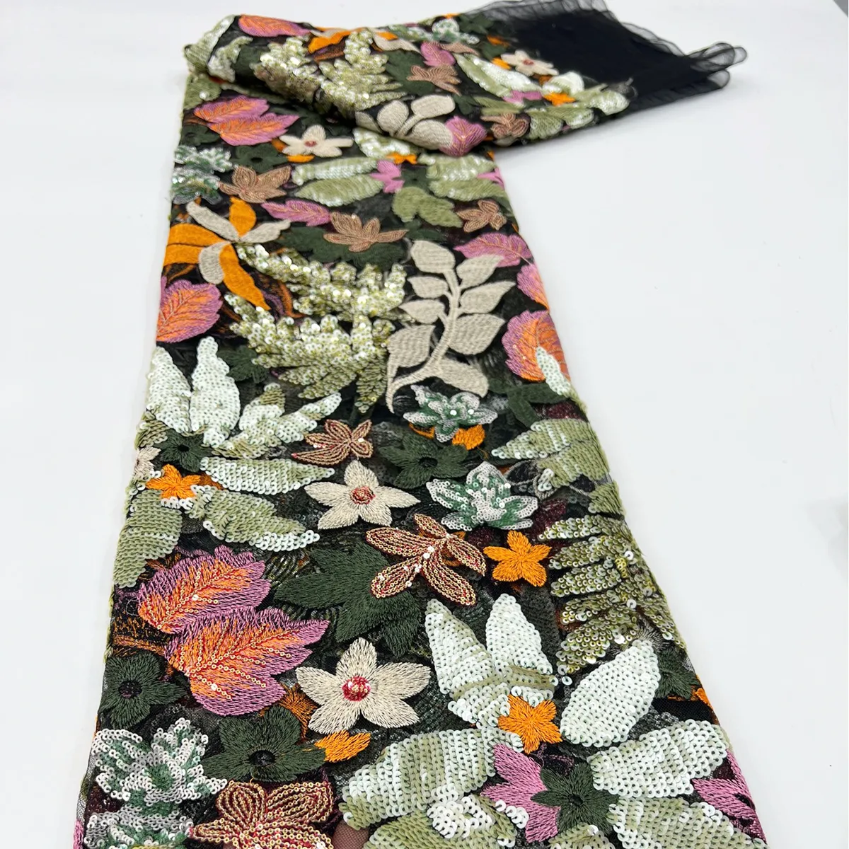 vibrant blossoms intricate botanical leaves sequin fabric vibrant blossoms intricate botanical leaves sequin fabric